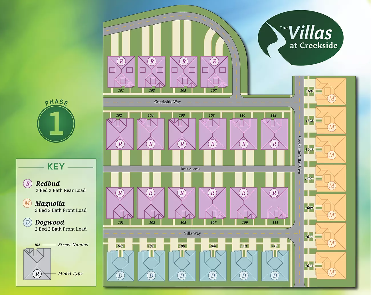 Map of Phase 1 of The Villas at Creekside